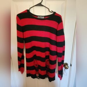 Killstar black and red stripped sweater
